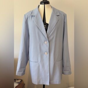 Vintage Periwinkle Blazer Size 14 Minimalist 90s Tailored Jacket